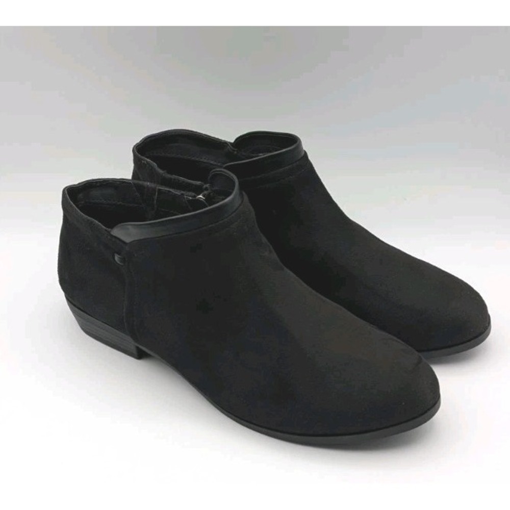 Comfortview Bexley Black Ankle Booties Faux Suede Women's 9.5 W Side Zip Shoes